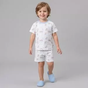 Pijama Curto Bichinho<BR>- Off White<BR>- Anjos Baby