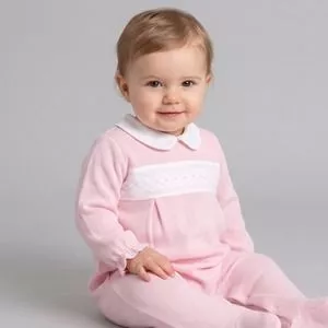 Saída Maternidade Bordada Malha Tricô<BR>- Rosa<BR>- Anjos Baby