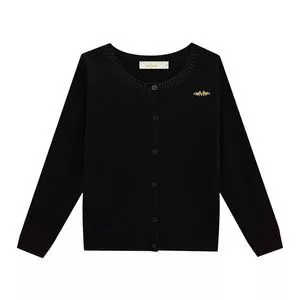 Cardigan Em Tricô<BR>- Preto