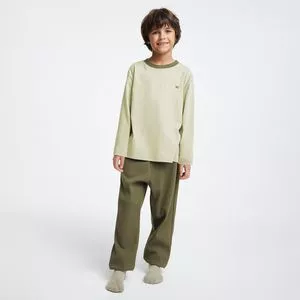Pijama Manga Longa Masculino<BR>- Verde<BR>- Hering Kids