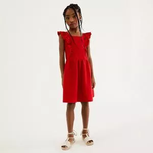 Vestido Fem Solto Liso<BR>- Vermelho Escuro<BR>- Hering Kids