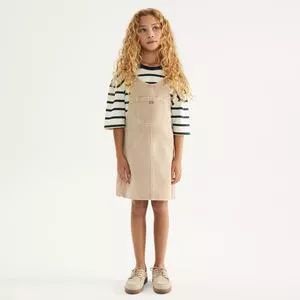 Salopete Feminina Tradicional Liso<BR>- Marrom Claro<BR>- Hering Kids