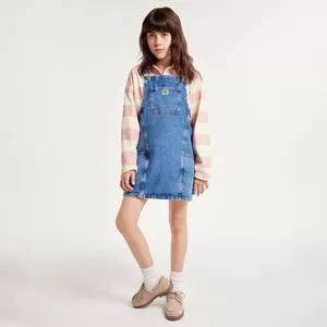 Salopete Feminino Tradicional Saia Liso<BR>- Rosa<BR>- Hering Kids