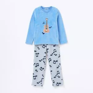 Pijama Notas Musicais<BR>- Azul & Azul Claro