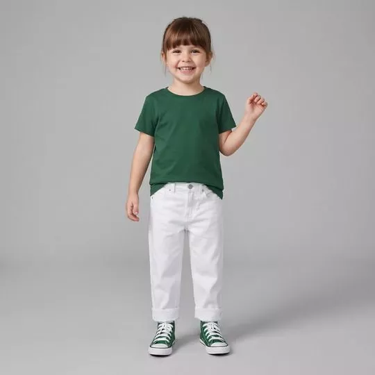 Blusa Manga Curta Gola Careca - Verde Escuro - Malwee Kids