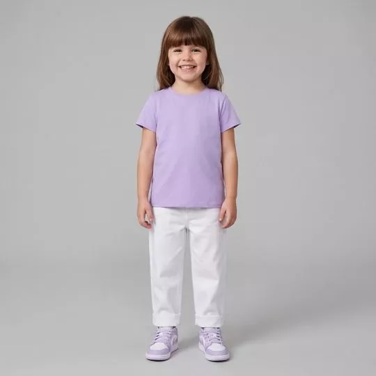 Blusa Manga Curta Lilás - Lilás - Malwee Kids
