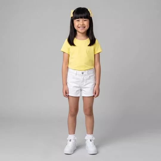 Blusa Manga Curta Decote Redondo - Amarelo - Malwee Kids