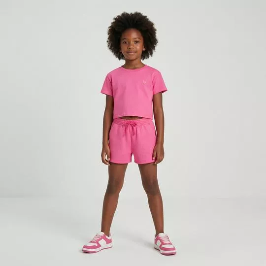 Conjunto De Blusa & Short Com Bolsos - Rosa - Malwee Kids