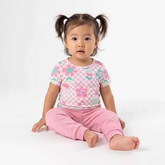 Blusa Ajustada Floral - Rosa - Malwee Kids