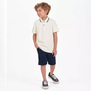 Conjunto Polo Com Bermuda<BR>- Off White<BR>- Trick Nick