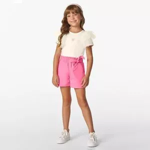 Conjunto Blusa Com Shorts Sem Estampa<BR>- Pink<BR>- Trick Nick