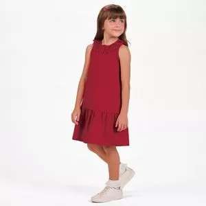 Vestido Gola Babado<BR>- Vermelho<BR>- Trick Nick