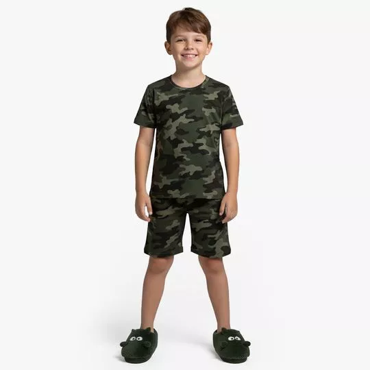 Pijama Camuflado- Verde Militar- Rovi Kids