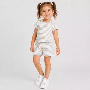 Pijama Conjunto Manga Curta<BR>- Off White<BR>- Select
