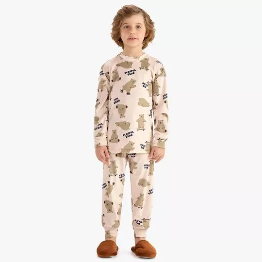 Pijama Personagens- Bege- Rovi Kids