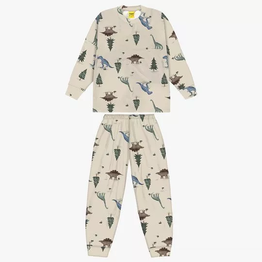 Pijama Personagens- Bege- Rovi Kids