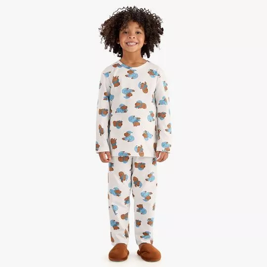 Pijama Solto Personagens- Off White- Rovi Kids