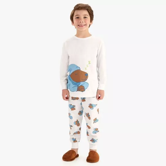 Pijama Camiseta E Calça Personagens- Branca- Rovi Kids