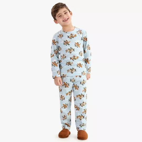 Pijama Personagens- Azul Claro- Rovi Kids