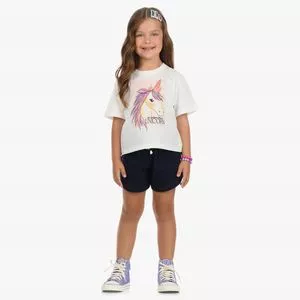 Shorts Em Algodão Rovi Kids<BR>- Azul Marinho