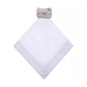 Naninha Listrada<BR> - Branca & Cinza<BR> - 40x40cm<BR> - 116 Fios<BR> - Papi