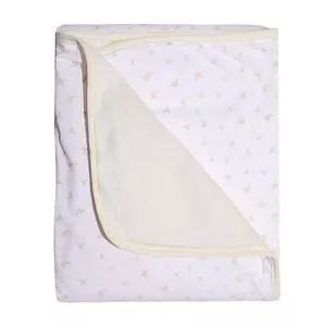 Manta 200 Fios Com Forro Em Microfibra<br /> - Branca & Bege Claro<br /> - 85x75cm<br /> - Mami