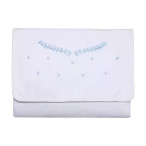 Trocador Com Porta-Fraldas Portátil Clássicos<BR> - Branco & Azul Claro<BR> - 40x66cm<BR> - 200 Fios<BR> - Mami