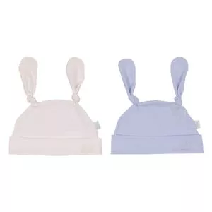 Kit De Toucas Com Orelhinhas<BR> - Off White & Azul<BR> - 2Pçs<BR> - Letut