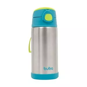 Garrafa Térmica<BR>- Inox & Azul<BR>- 400ml