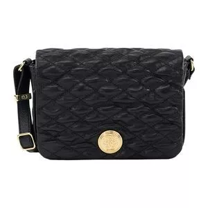 Bolsa Transversal Couro Estruturada<BR>-Preto<BR>-Pequena<BR>-Classe Couro