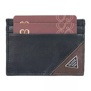 Porta Cartão Masculino Couro Social<BR>-Preta<BR>-Pequena<BR>-Classe Couro