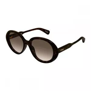Óculos De Sol Redondo Feminino<BR>- Marrom Escuro<BR>- Chloé
