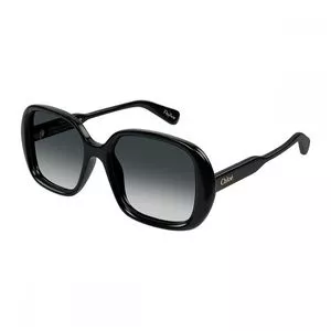 Óculos De Sol Quadrado<BR>- Preto<BR>- Chloé