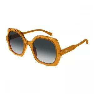 Óculos De Sol Geométrico Feminino<BR>- Laranja<BR>- Chloé
