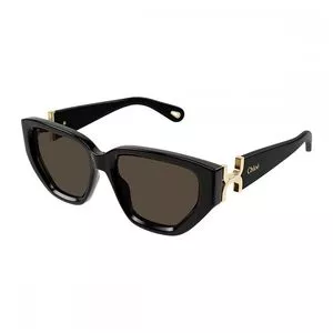 Óculos De Sol Geométrico<BR>- Preto<BR>- Chloé
