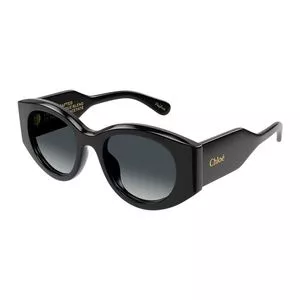 Óculos De Sol Arredondado<BR>- Preto<BR>- Chloé