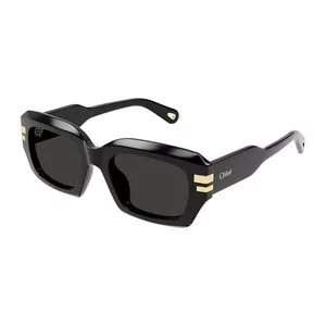 Óculos De Sol Retangular Feminino<BR>- Preto<BR>- Chloé