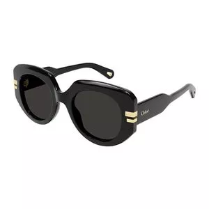 Óculos De Sol Redondo Feminino<BR>- Preto<BR>- Chloé