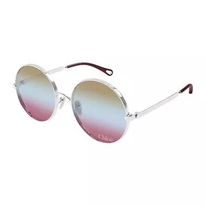 Óculos De Sol Redondo<BR>- Prateado<BR>- Chloé