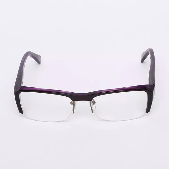 Armação Retangular Para Óculos De Grau - Roxo Escuro & Preta - Carmim