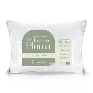 Travesseiro Toque De Pluma Firme<BR>- Lavive<BR>- Branco<BR>- 70x50cm<BR>- Lavive