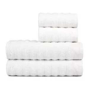 Jogo De Toalhas Algodão Alma<br /> - Off White<br /> - 70x140cm 50x80cm<br /> - 4 Peças<br /> - Atlantica