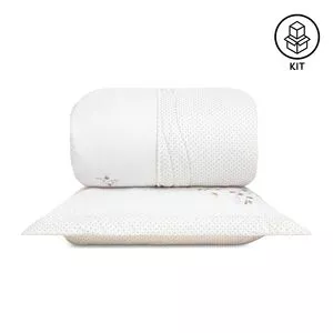 Jogo De Edredom Encanto Casal Dupla Face Poliéster<BR>- Branco<BR>- 220x240cm<BR>- 3 Peças<BR>- Lavive