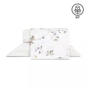 Jogo De Cama Encanto Queen Poliéster<BR>- Branco<BR>- 245x240cm<BR>- 04 Peças<BR>- Lavive