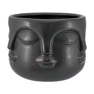 Cachepot Com Relevo<BR>- Preto<BR>- 8xØ10,5cm<BR>- Btc Decor