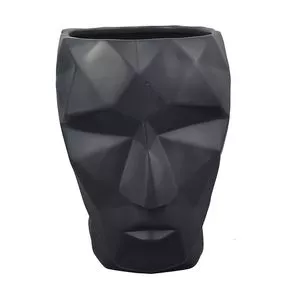 Vaso Decorativo Em Relevo<BR>- Preto<BR>- 23,5x22x16,5cm<BR>- Btc Decor