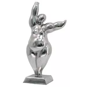 Escultura Resina Metalizada NA0874<BR>- Prateada<BR>- 37x19,5x10,5cm<BR>- BTC Decor