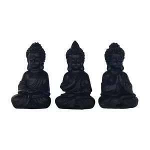 Jogo De Buda<BR>- Preto<BR>- 3Pçs<BR>- Btc Decor