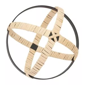 Escultura Abstrata Metal Rattan Sintético VE0024<BR>- Bege<BR>- 18,5cm<BR>- BTC Decor