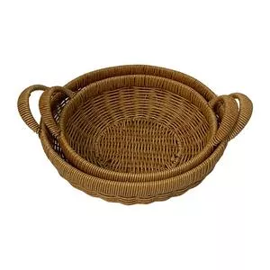 Jogo De Cestas<BR>- Natural<BR>- 2Pçs